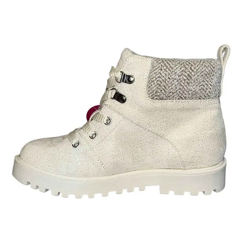SO Muscovy Girls Ankle Boots Cream Sparkle Faux Suede Size 2 New